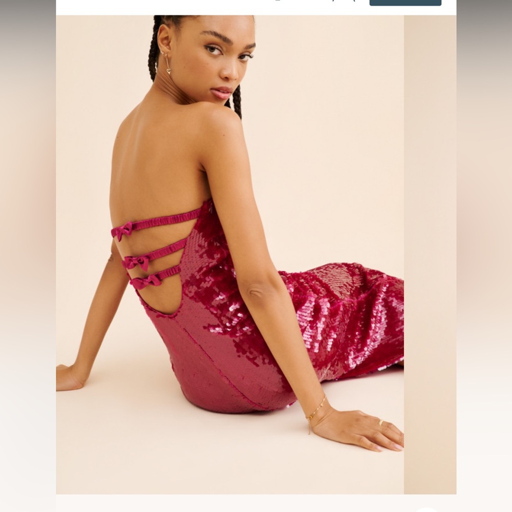 Anthropologie Strapless Sequin Dress/IF BY SEA - Maroon - Picture 4 of 7